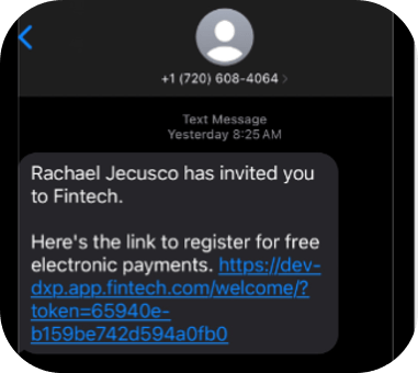 text invite screenshot